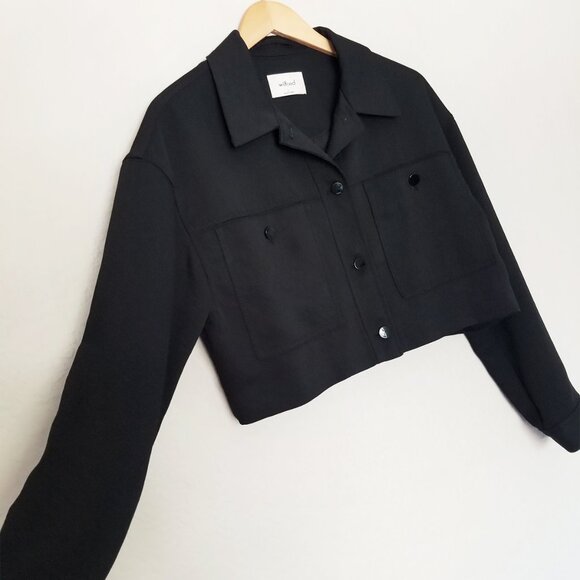 Aritzia Wilfred Little Cropped Jacket in Black L $198 Minimalist Classic Boxy - Picture 7 of 16